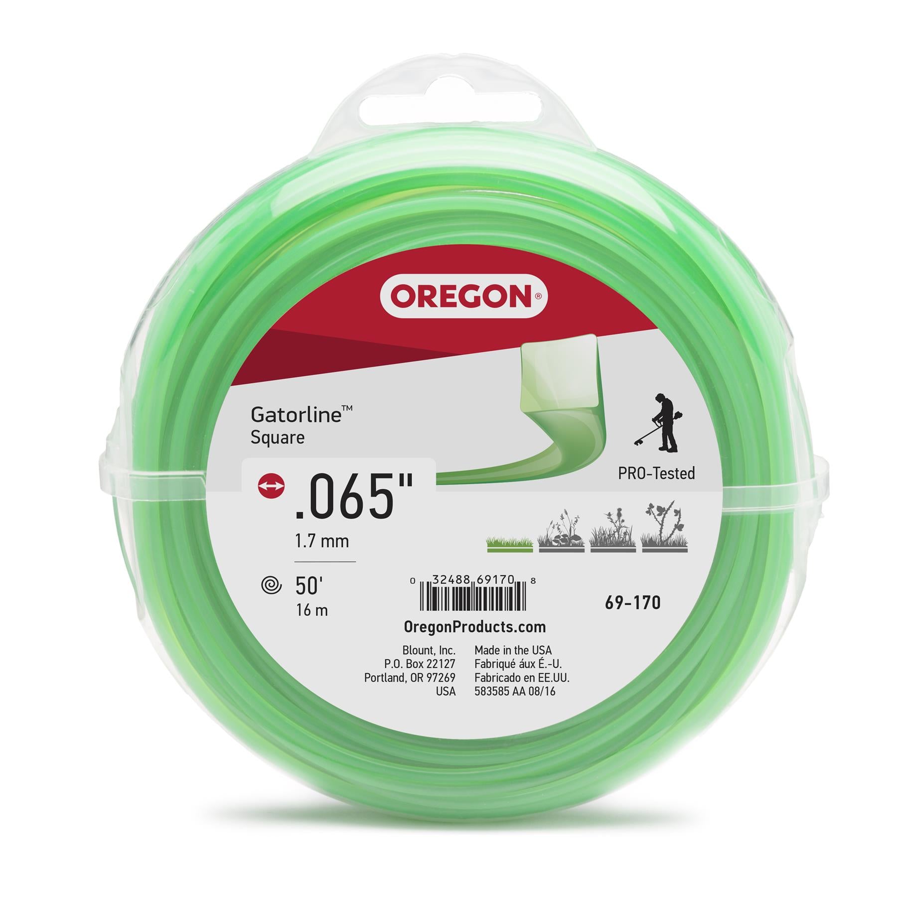 Oregon 69-170 Gatorline Square String Trimmer Line .065" Diameter 50-Foot Donut