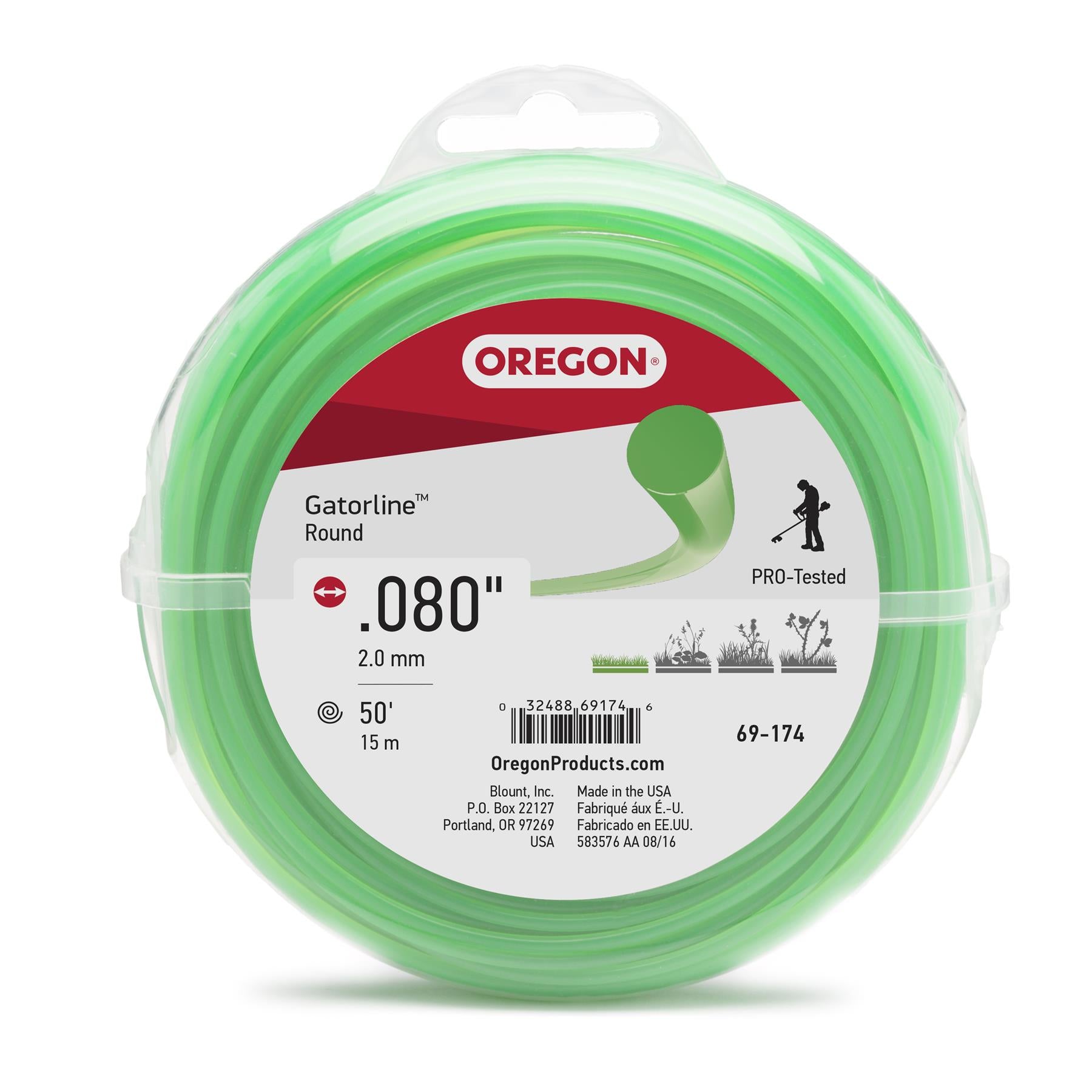 Oregon 69-174 Gatorline .08" x 50-Foot Coil of Round String Trimmer Line