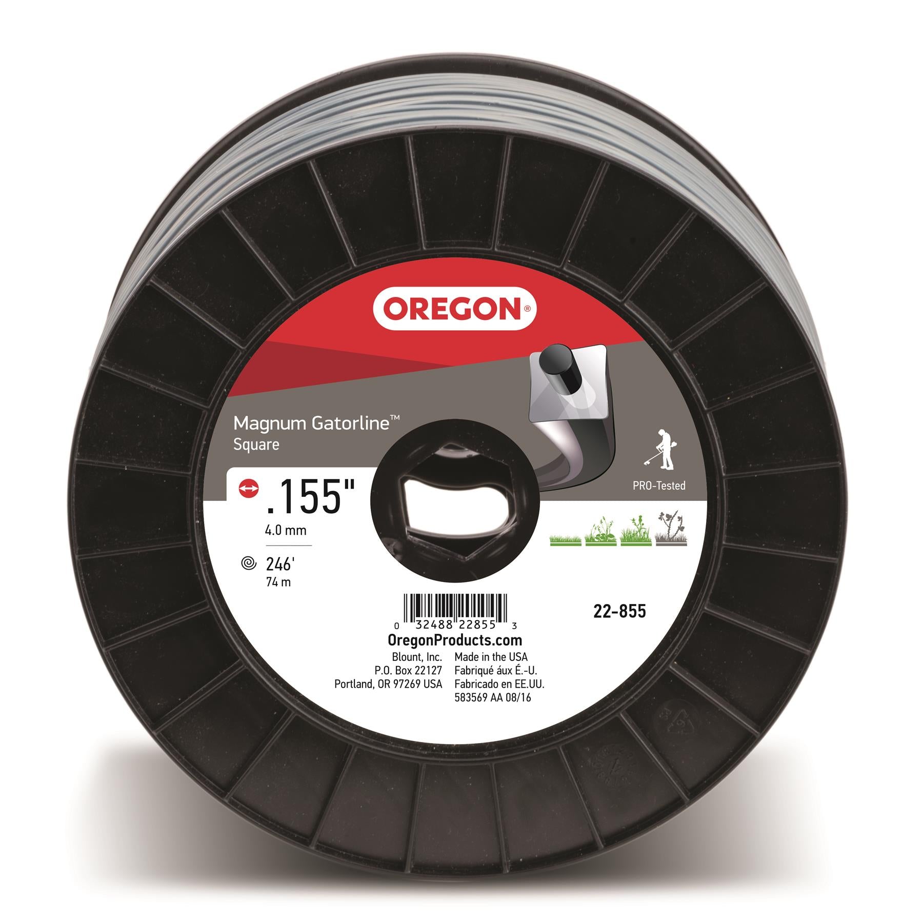 Oregon 22-855 Square Magnum Gatorline, .155" Gauge, 3 lb Spool, 251'