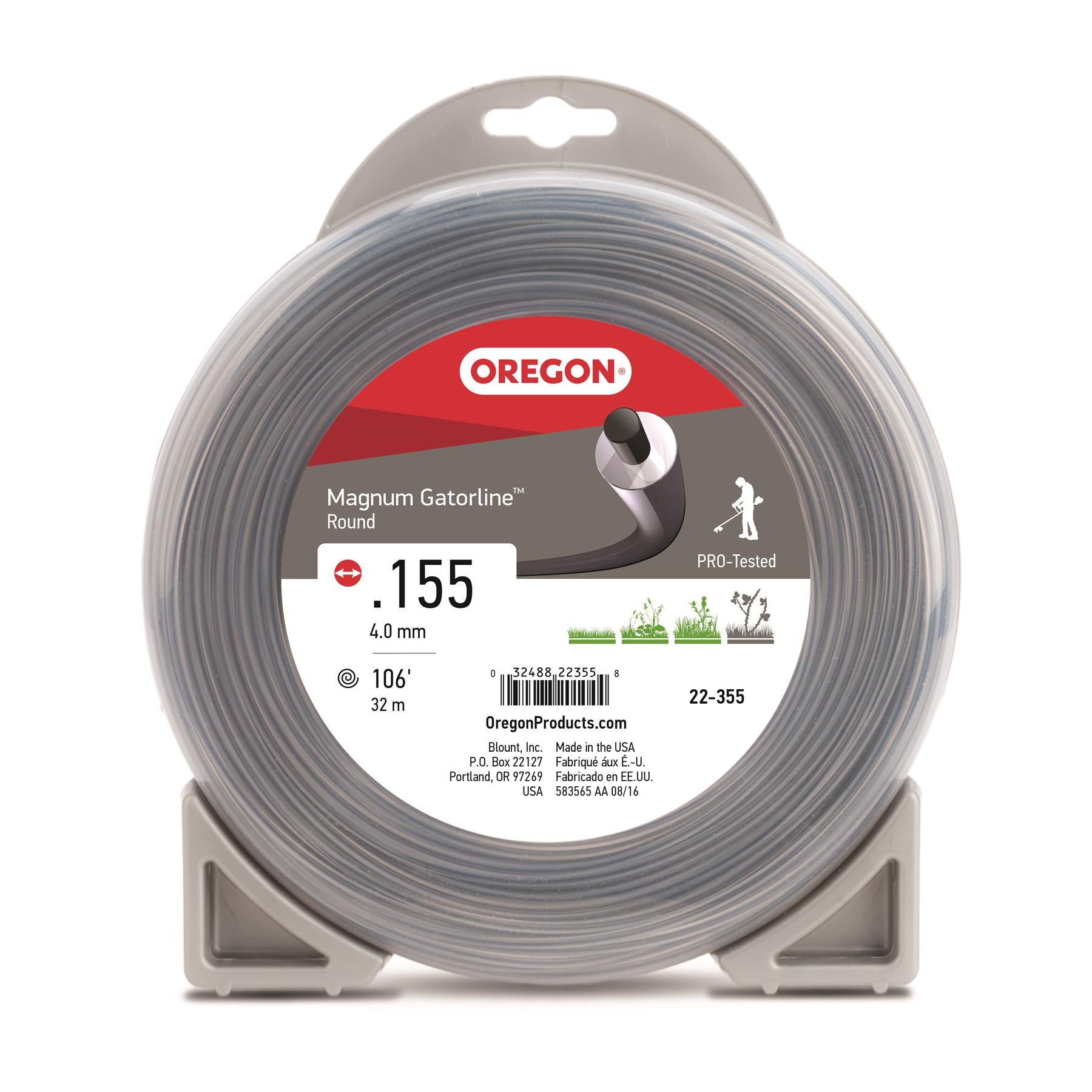 Oregon 22-355 Round Magnum Gatorline, .155: Gauge, 1 lb Donut, 107'