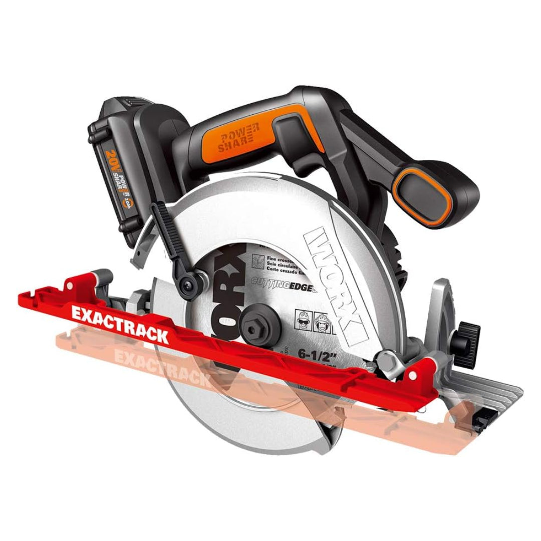 Worx WX530L Cordless 20V Power Share 6.5" ExacTrack Circular Saw