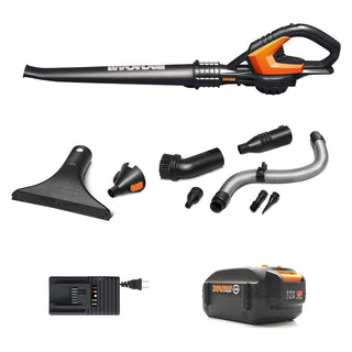 Worx AIR WG545.4 Cordless 20V Power Share 4.0Ah Multi-Purpose Leaf Blower with Attachments