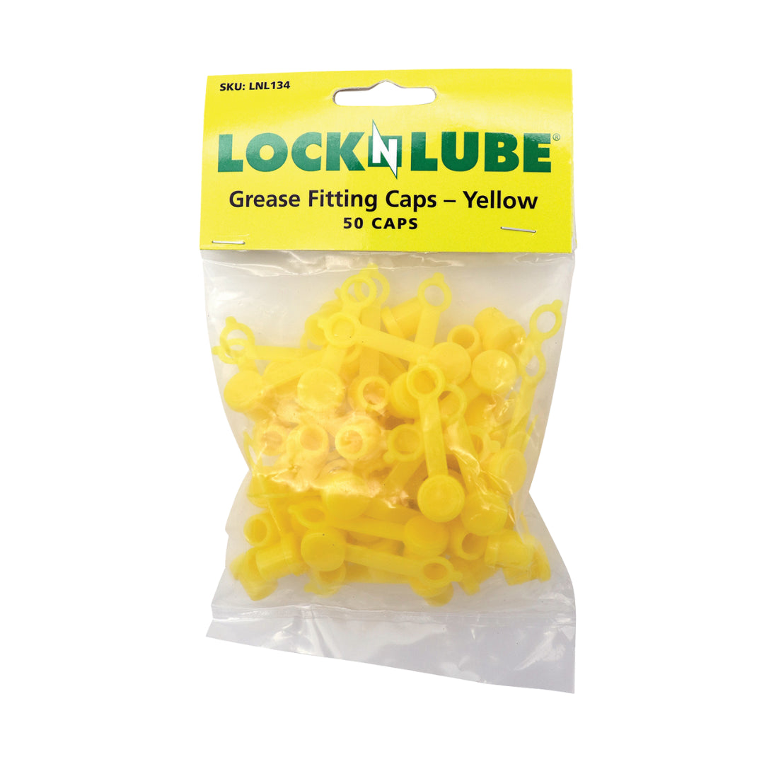 LockNLube LNL134 Grease Fitting Caps, Yellow (50 Caps)