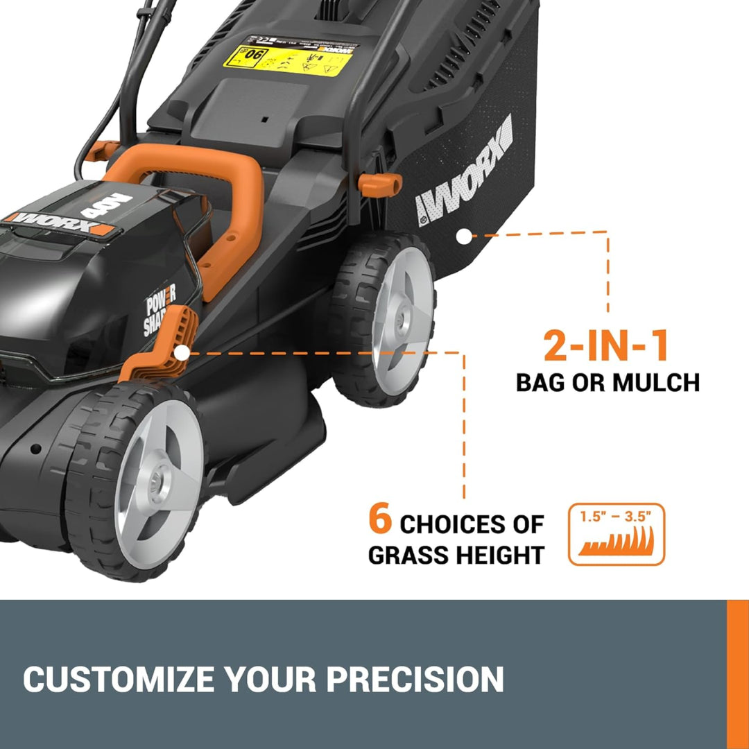 Worx WG779 Cordless 40V Power Share 14" Push Lawn Mower