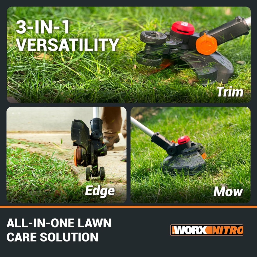 Worx WG173 Cordless 20V Nitro 13" Brushless String Trimmer / Edger with Battery & Charger