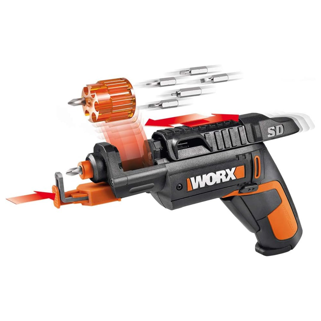 Worx WX255L Cordless 4V Electric SD Driver with Bit Cartridge & Screw Holder - 0