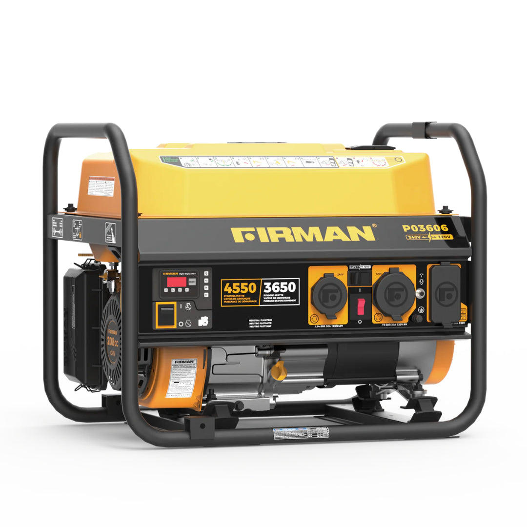 Firman P03606 Portable Gas Generator, 4550W Recoil Start 120/240V