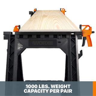 Worx WX065 Set of 2 Sawhorses with Bar Clamps