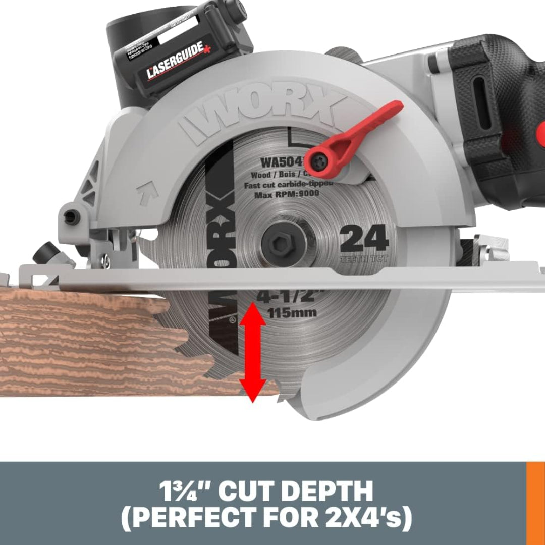 Worx WX437L Corded 4.5" WorxSaw 6.5 Amp Compact Circular Saw - 0