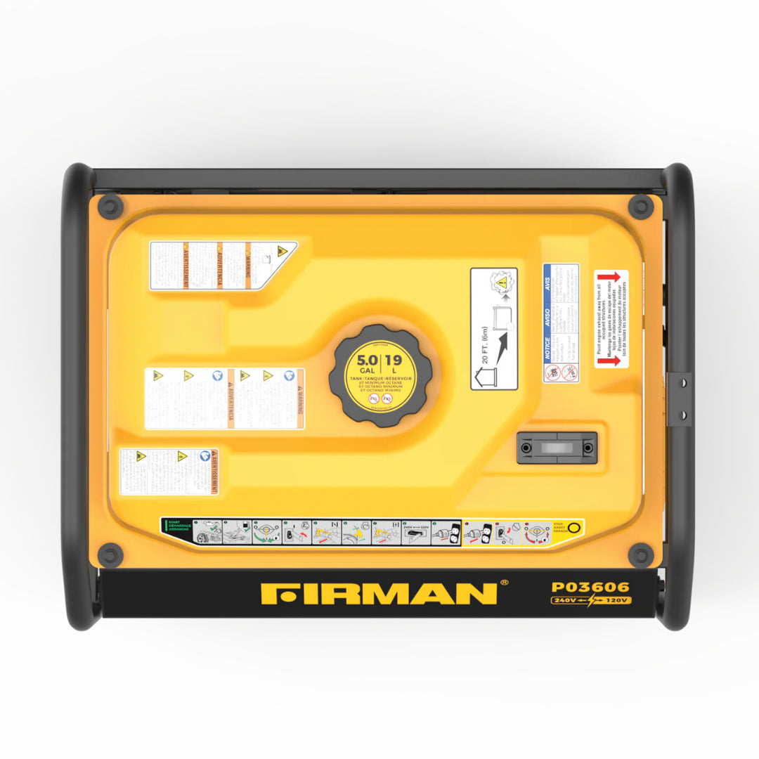 Firman P03606 Portable Gas Generator, 4550W Recoil Start 120/240V