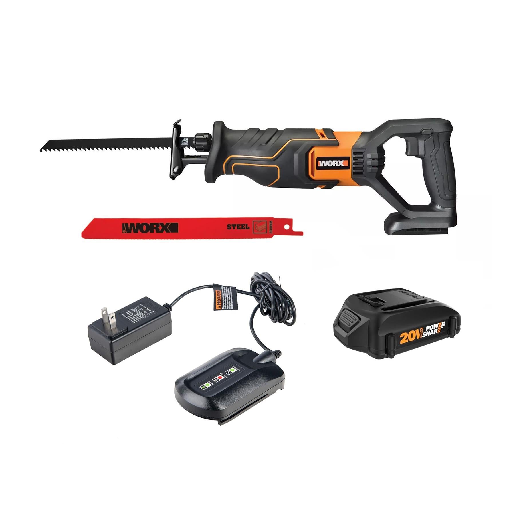 Worx WX500L Cordless 20V Power Share Reciprocating Saw