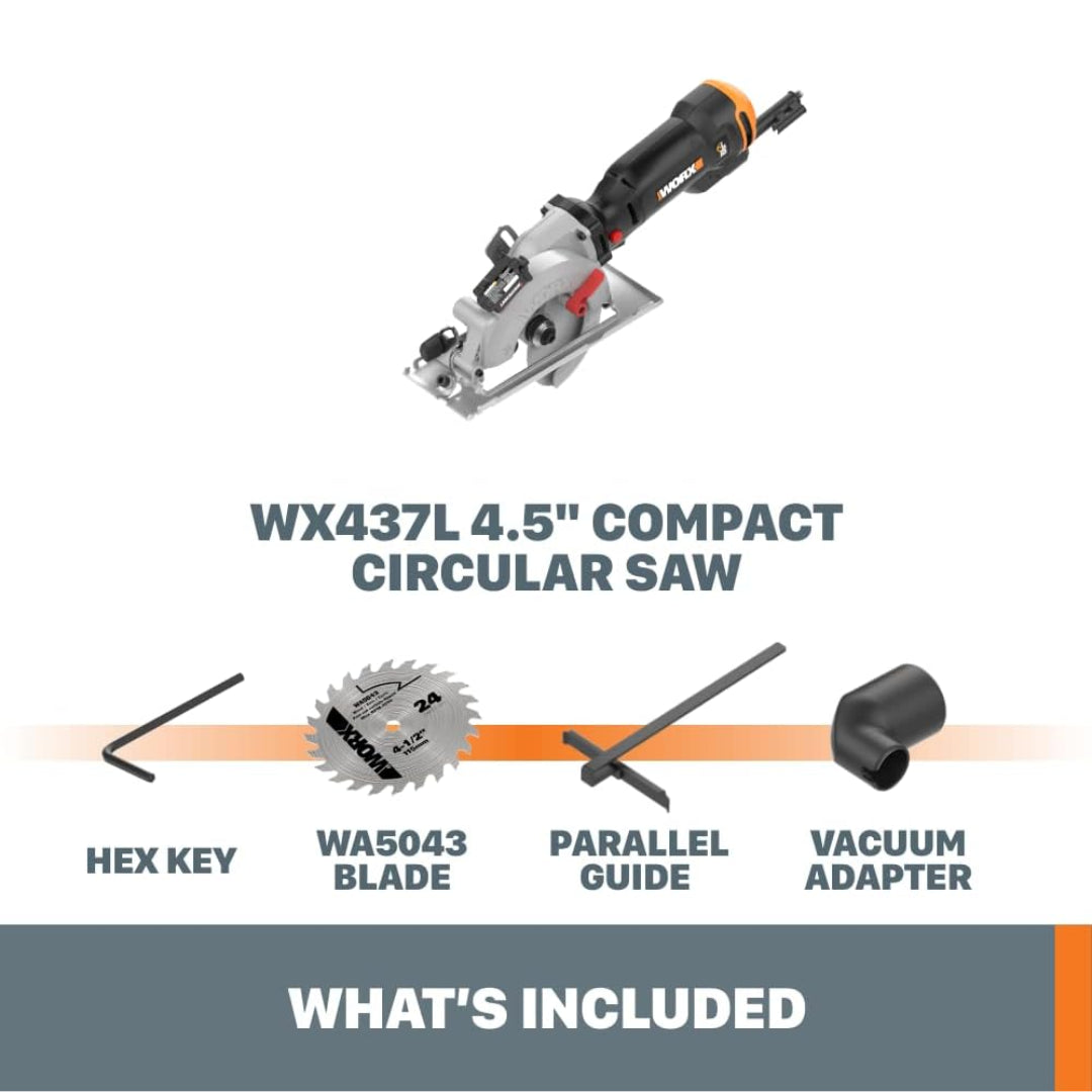 Worx WX437L Corded 4.5" WorxSaw 6.5 Amp Compact Circular Saw