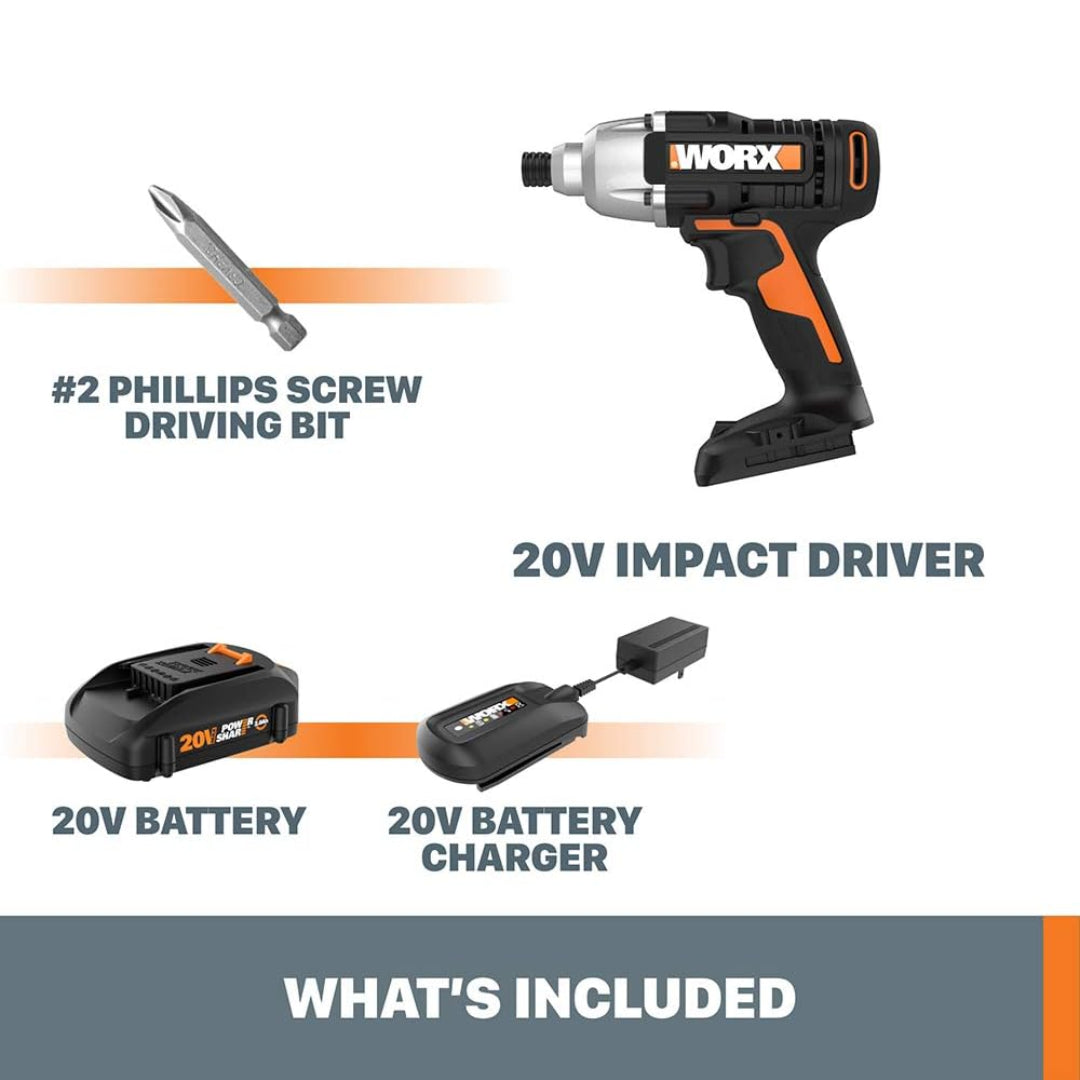 Worx WX291L Cordless 20V Power Share 1/4" Impact Driver