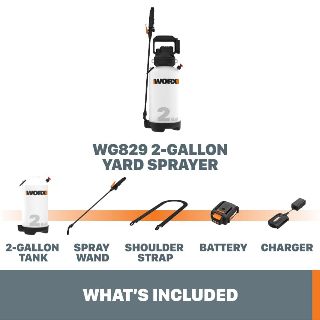 Worx WG829 Cordless 20V Power Share 2-Gallon Lawn Sprayer